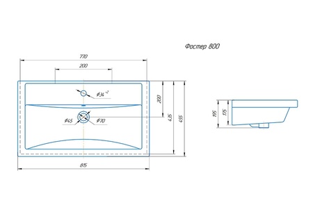 Раковина ASB-Woodline Фостер 800 22321